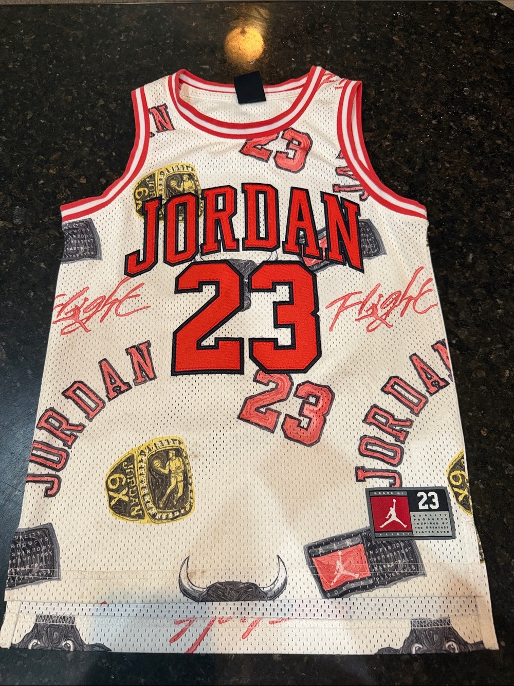 Jordan White and Red 23 Graphic Basketball Tank Top